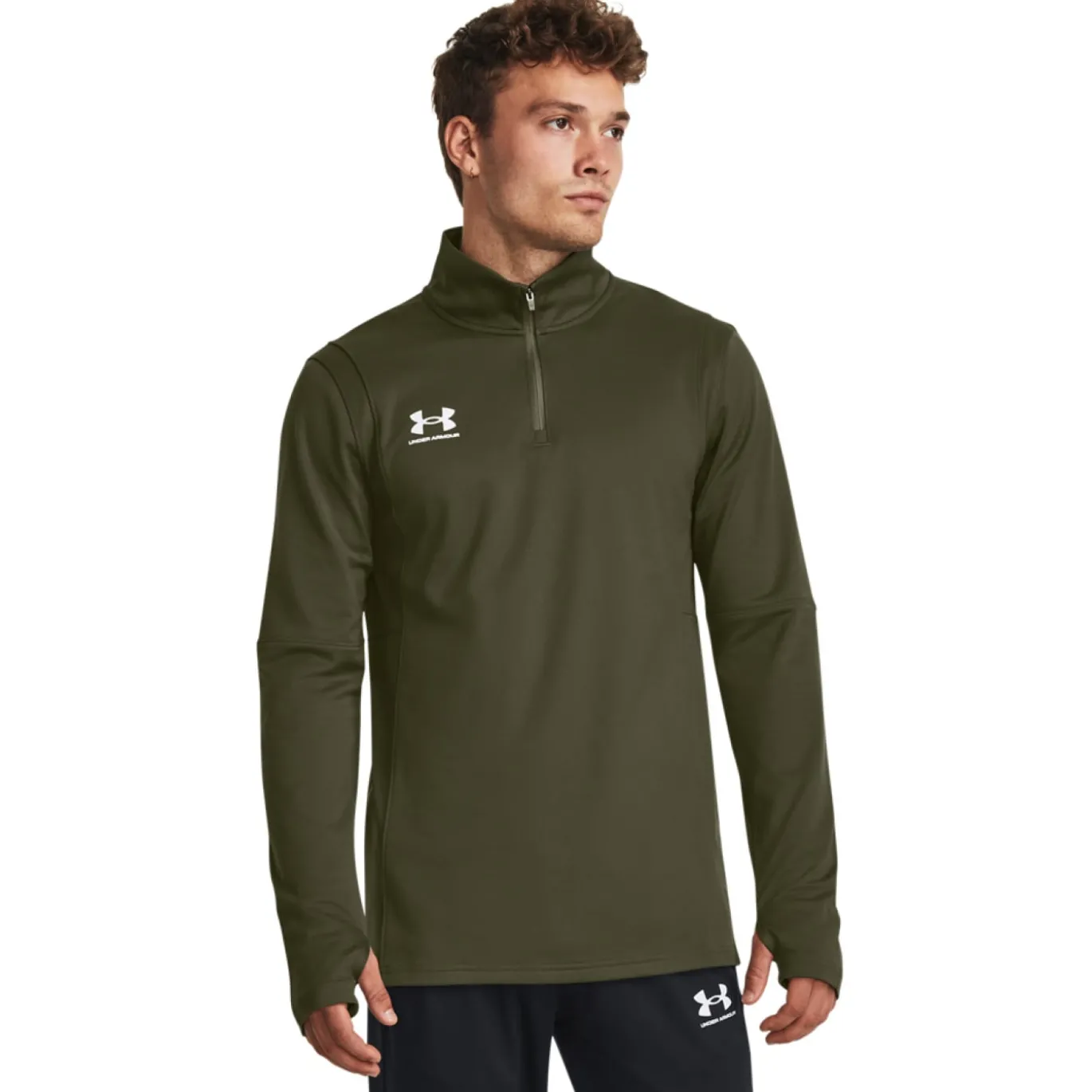Under Armour Challenger Trainingstrui 1/4-Zip Olijfgroen Wit