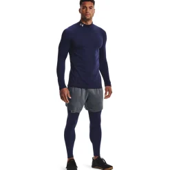 Under Armour ColdGear Fitted Ondershirt Lange Mouwen Donkerblauw Wit