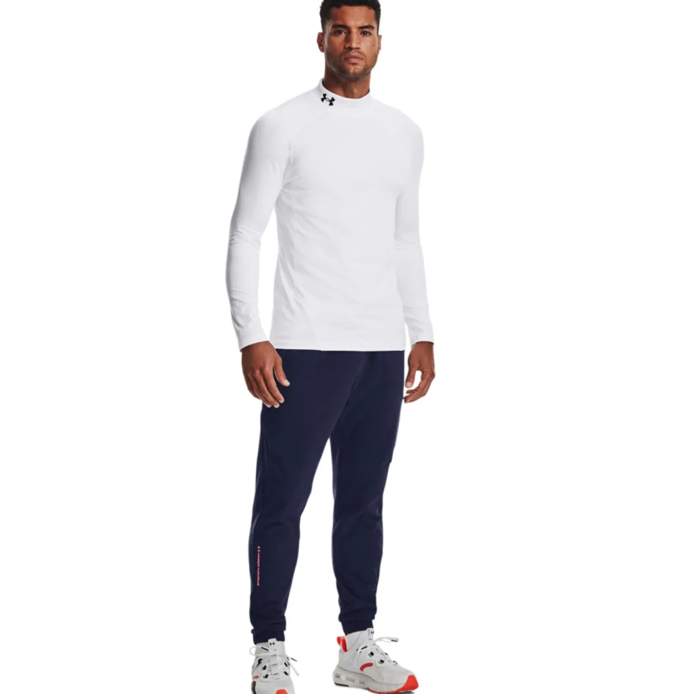 Under Armour ColdGear Fitted Ondershirt Lange Mouwen Wit Zwart
