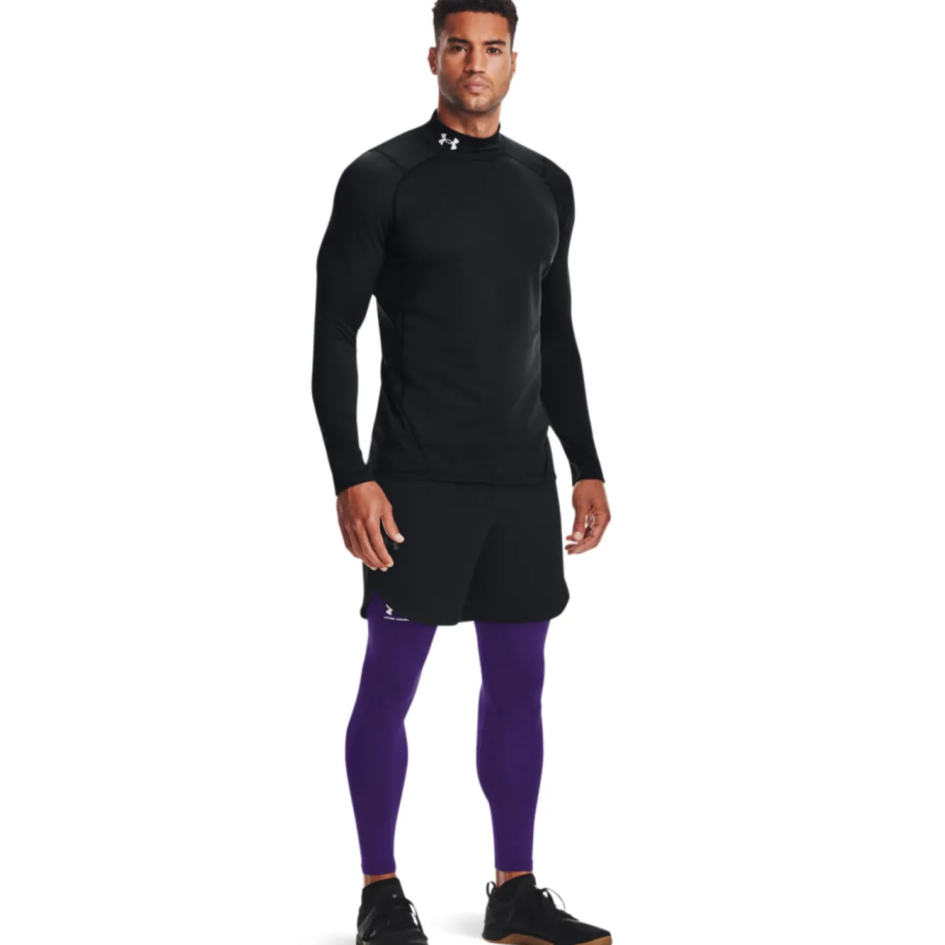 Under Armour ColdGear Fitted Ondershirt Lange Mouwen Zwart Wit