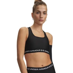 Under Armour Crossback Sportbeha Dames Zwart Wit