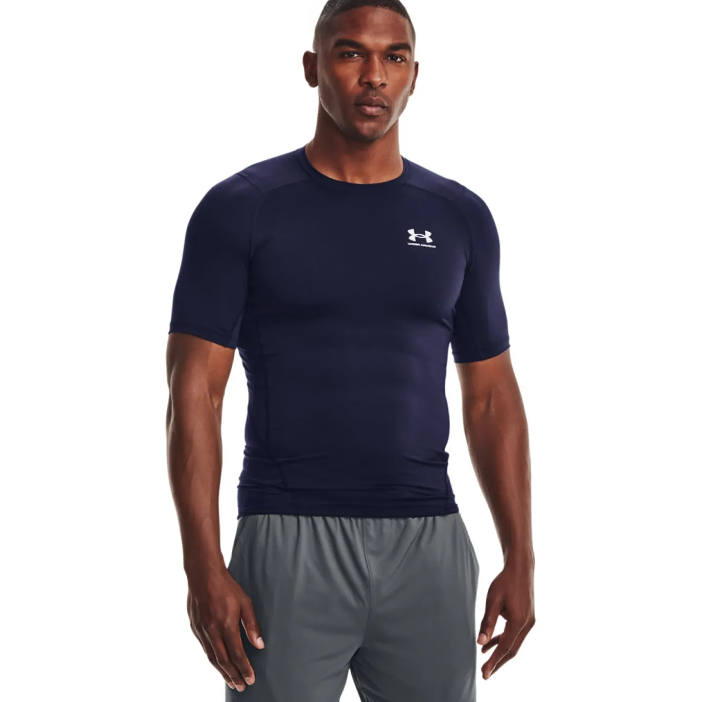 Under Armour HeatGear Ondershirt Donkerblauw Wit