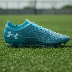 Under Armour Magnetico Elite 5 Gras Voetbalschoenen (FG) Azuurblauw Wit
