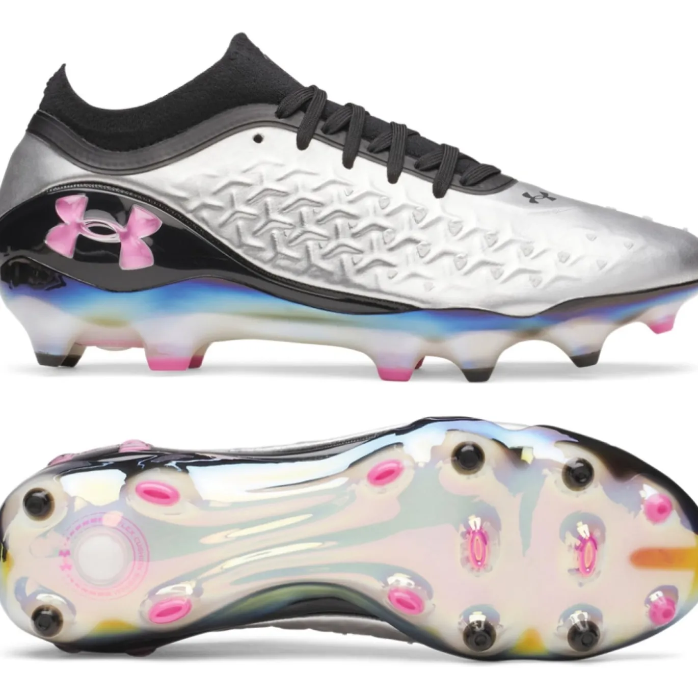 Under Armour Magnetico Elite 6 RCS Gras Voetbalschoenen (FG) Zwart Metallic Silver Felroze