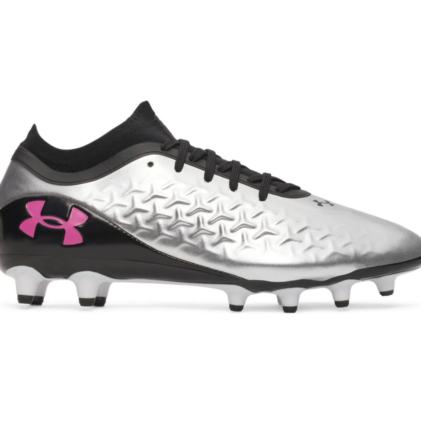 Under Armour Magnetico Pro 6 Gras Voetbalschoenen (FG) Zwart Metallic Silver Felroze