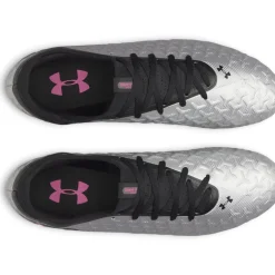 Under Armour Magnetico Select 6 Gras Voetbalschoenen (FG) Zwart Metallic Silver Felroze