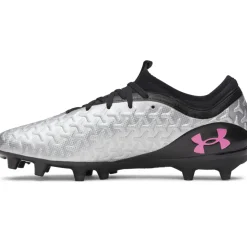 Under Armour Magnetico Select 6 Gras Voetbalschoenen (FG) Zwart Metallic Silver Felroze