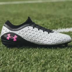 Under Armour Magnetico Select 6 Gras Voetbalschoenen (FG) Zwart Metallic Silver Felroze
