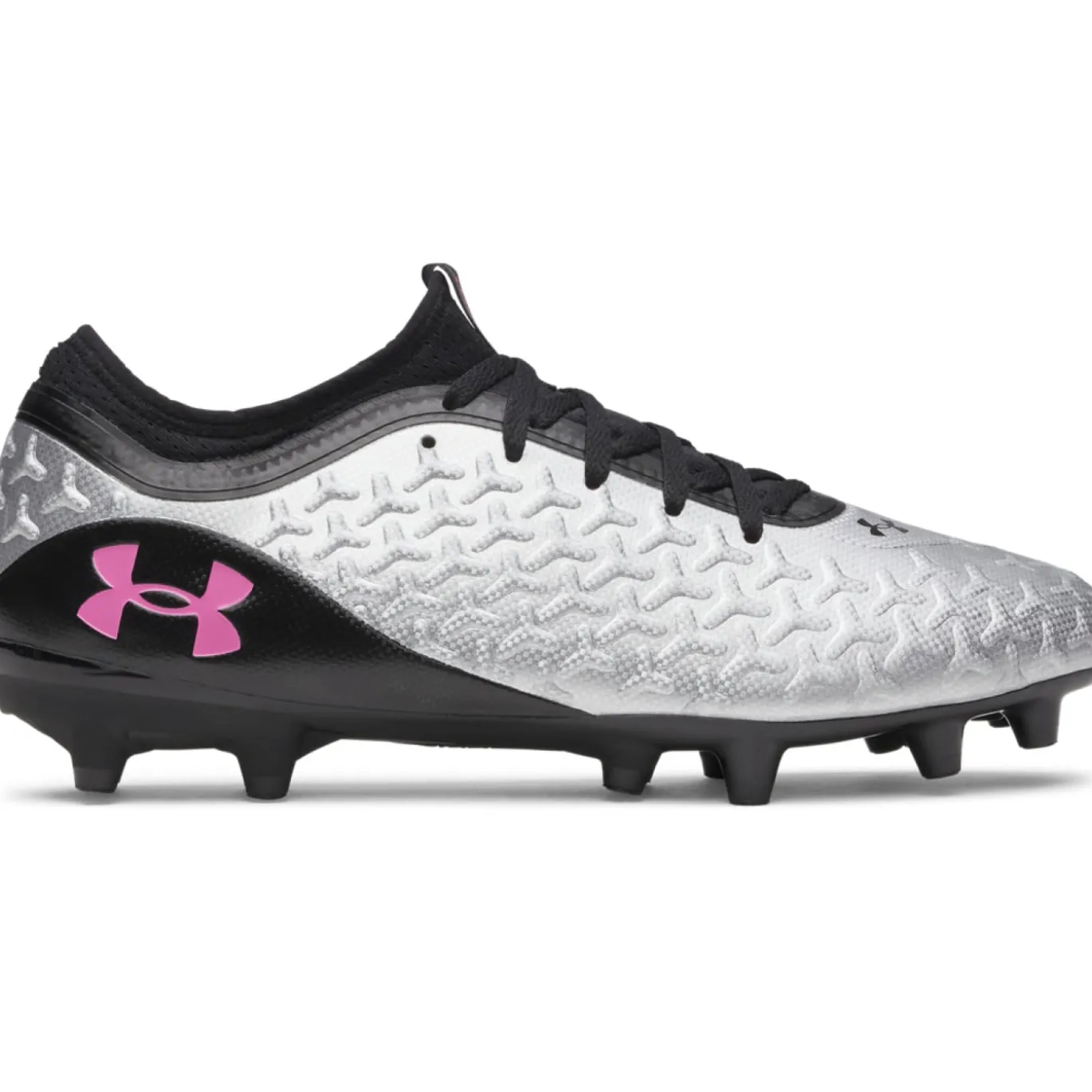 Under Armour Magnetico Select 6 Gras Voetbalschoenen (FG) Zwart Metallic Silver Felroze