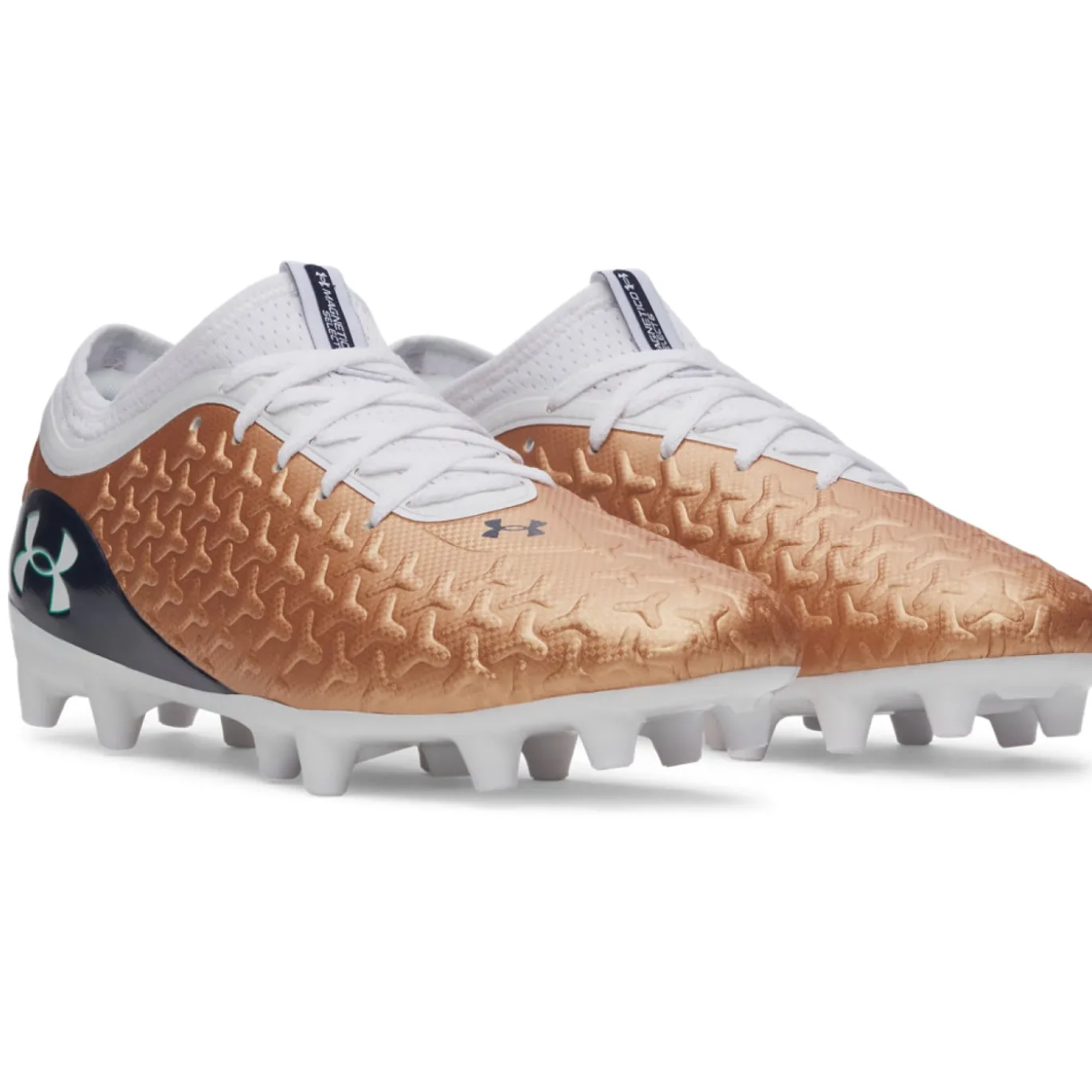 Under Armour Magnetico Select 6 Gras Voetbalschoenen (FG) Wit Bruin Donkergrijs