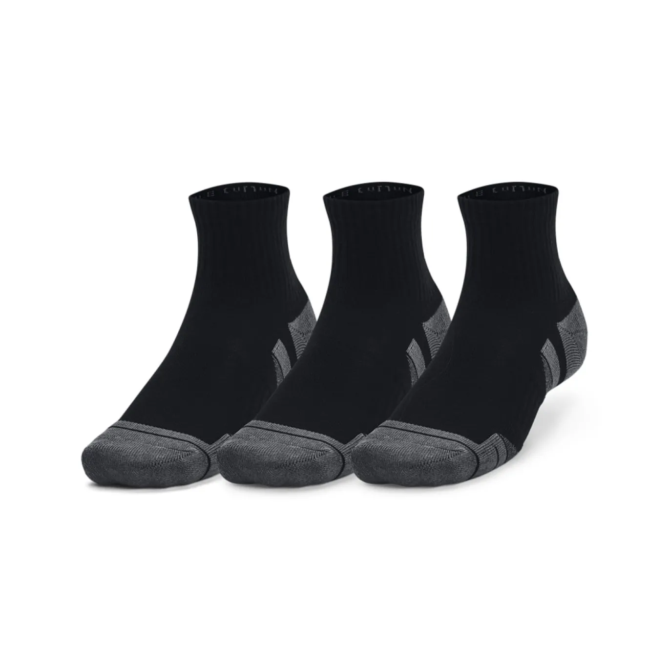 Under Armour Performance Cotton Quarter Sportsokken 3-Pack Zwart Grijs