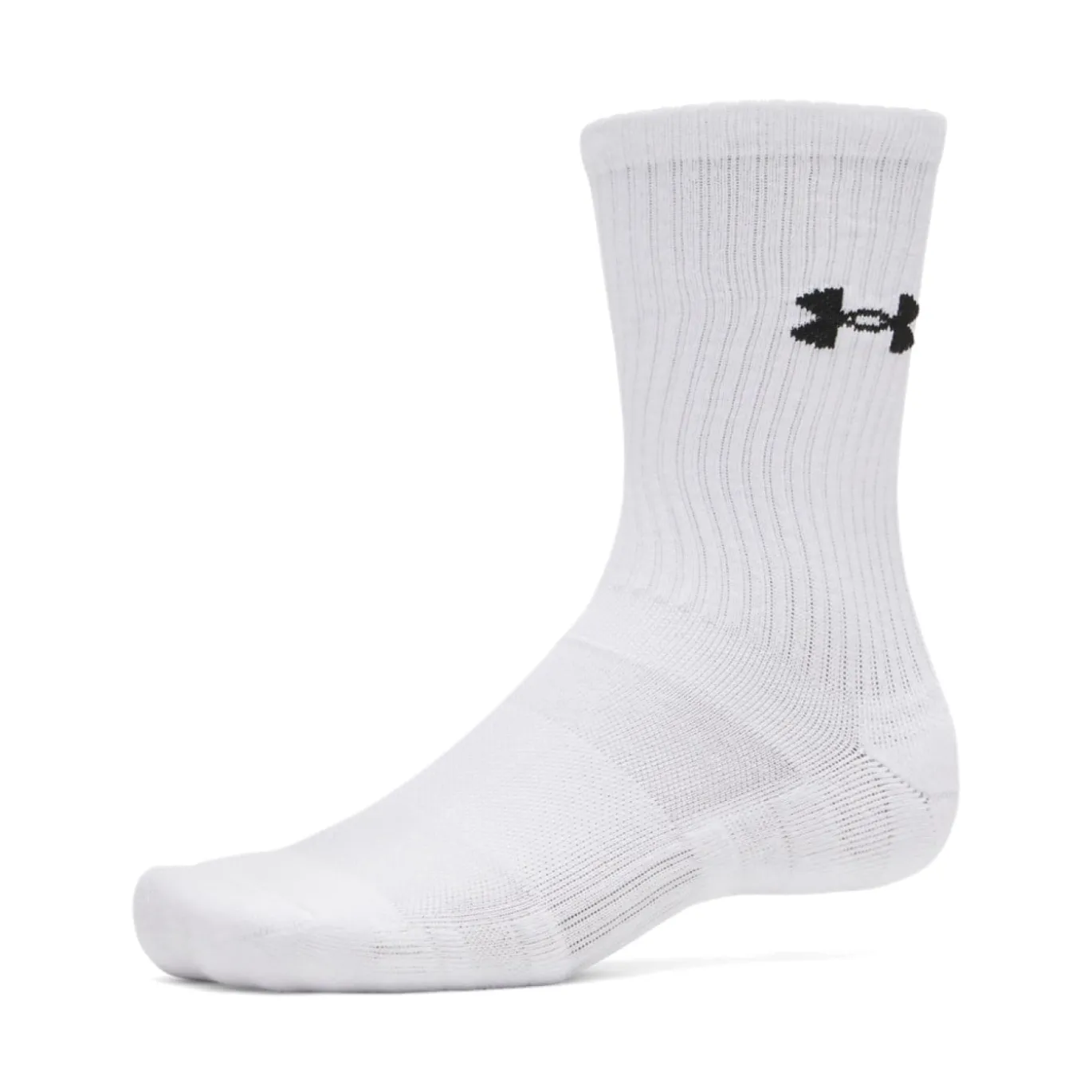 Under Armour Performance Cotton Crew Sokken 3-Pack Wit Zwart