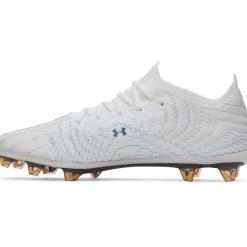 Under Armour Shadow Elite 4 Mach Voetbalschoenen (FG) Wit Donkerblauw Azuurblauw Oranje