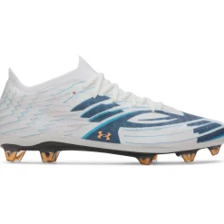 Under Armour Shadow Elite 4 Mach Voetbalschoenen (FG) Wit Donkerblauw Azuurblauw Oranje