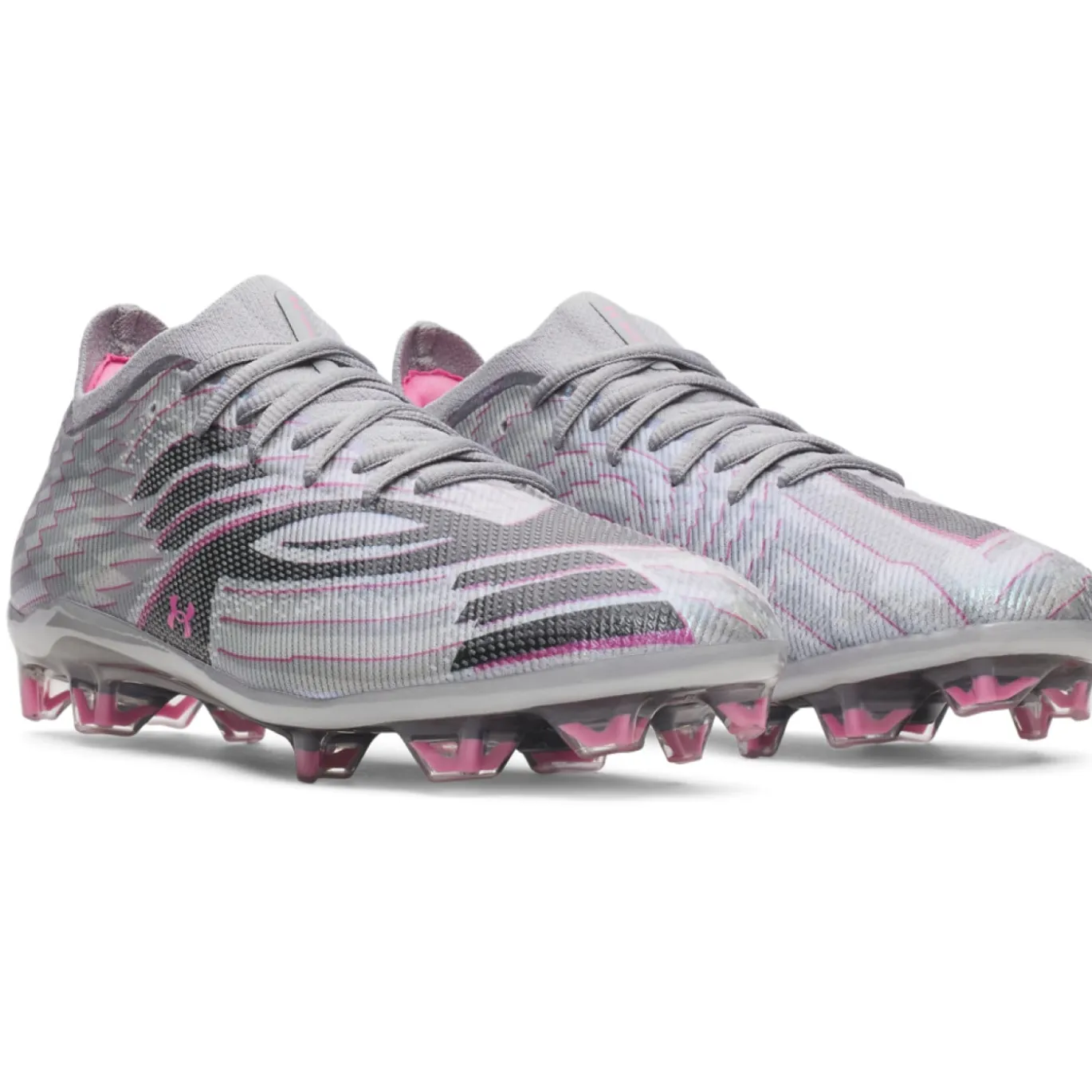 Under Armour Shadow Elite 4 Mach Gras Voetbalschoenen (FG) Grijs Zwart Roze