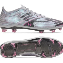 Under Armour Shadow Elite 4 Mach Gras Voetbalschoenen (FG) Grijs Zwart Roze