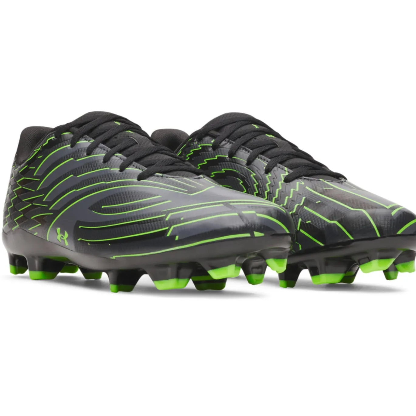 Under Armour Shadow Select 4 Gras Voetbalschoenen (FG) Zwart Metallic Black Neongroen