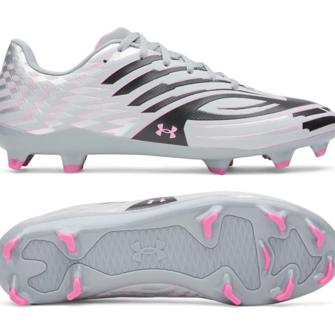 Under Armour Shadow Select 4 Gras Voetbalschoenen (FG) Grijs Zwart Roze