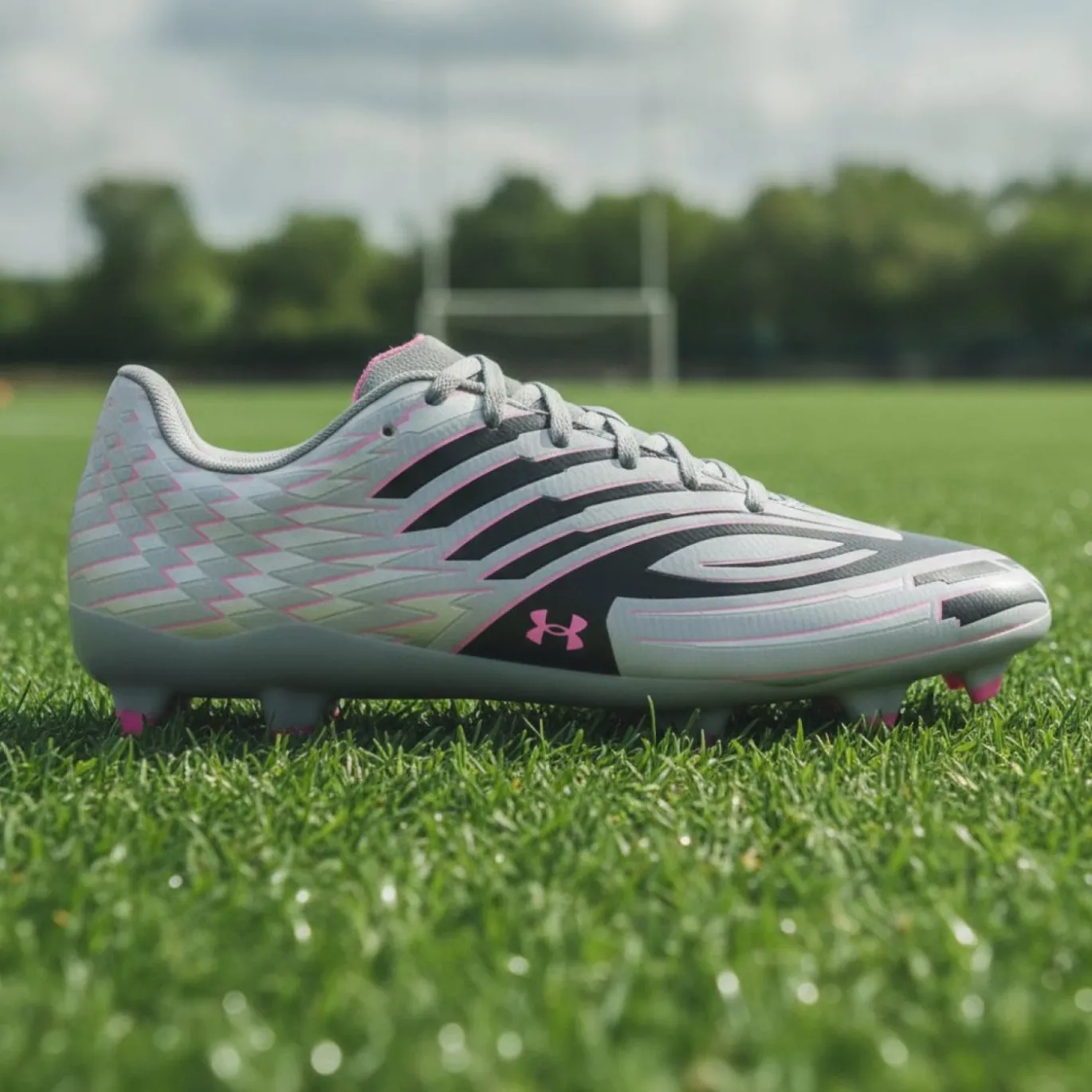 Under Armour Shadow Select 4 Gras Voetbalschoenen (FG) Grijs Zwart Roze