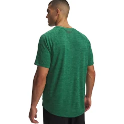 Under Armour Tech Textured Trainingsshirt Donkergroen Zwart