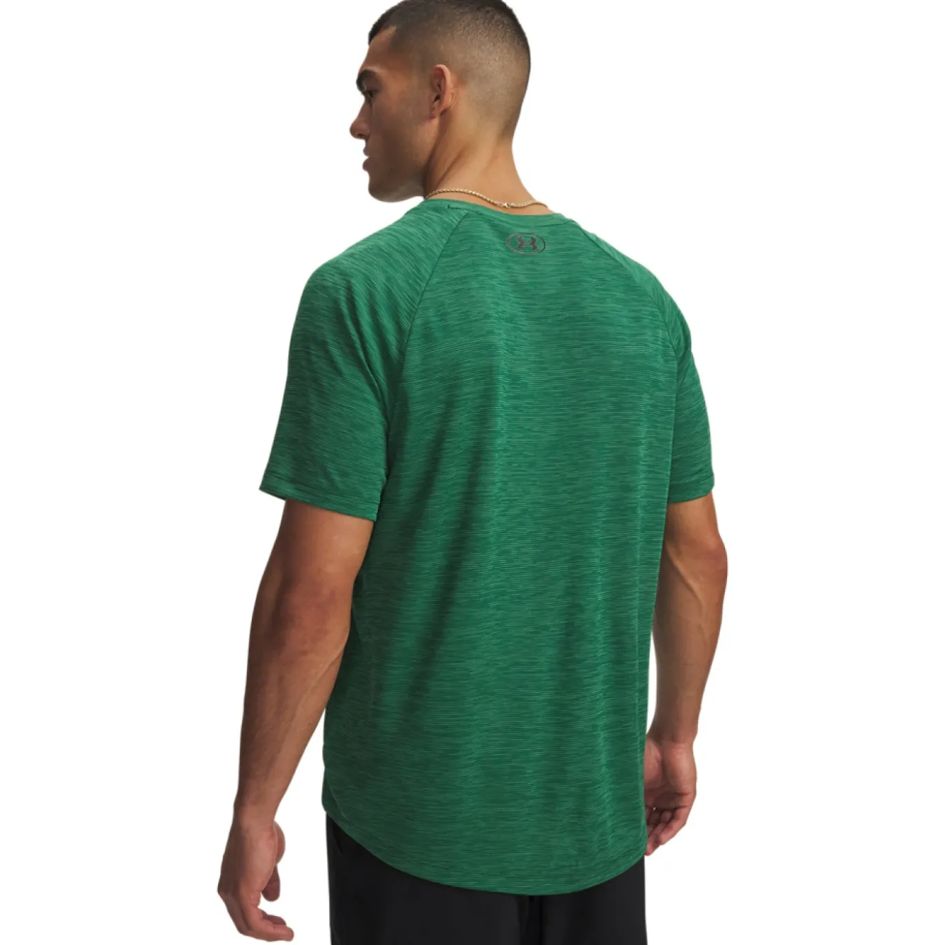 Under Armour Tech Textured Trainingsshirt Donkergroen Zwart