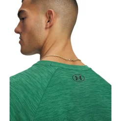 Under Armour Tech Textured Trainingsshirt Donkergroen Zwart
