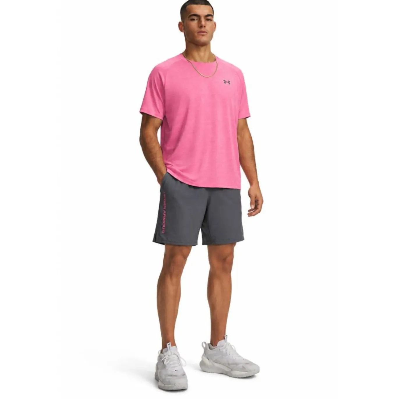 Under Armour Tech Textured Woven Trainingsset Roze Donkergrijs Zwart