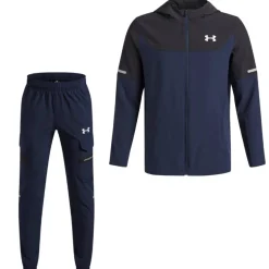 Under Armour Tech Utility Woven Trainingspak Full-Zip Kids Donkerblauw Zwart Zilver