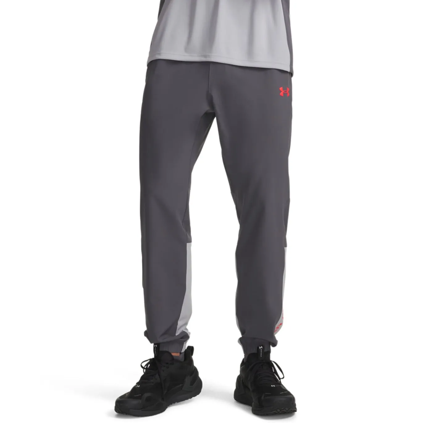 Under Armour Tech Utility Woven Trainingspak Full-Zip Donkergrijs Lichtgrijs Rood