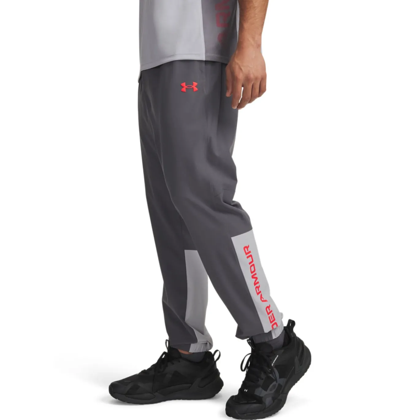 Under Armour Tech Utility Woven Trainingspak Full-Zip Donkergrijs Lichtgrijs Rood