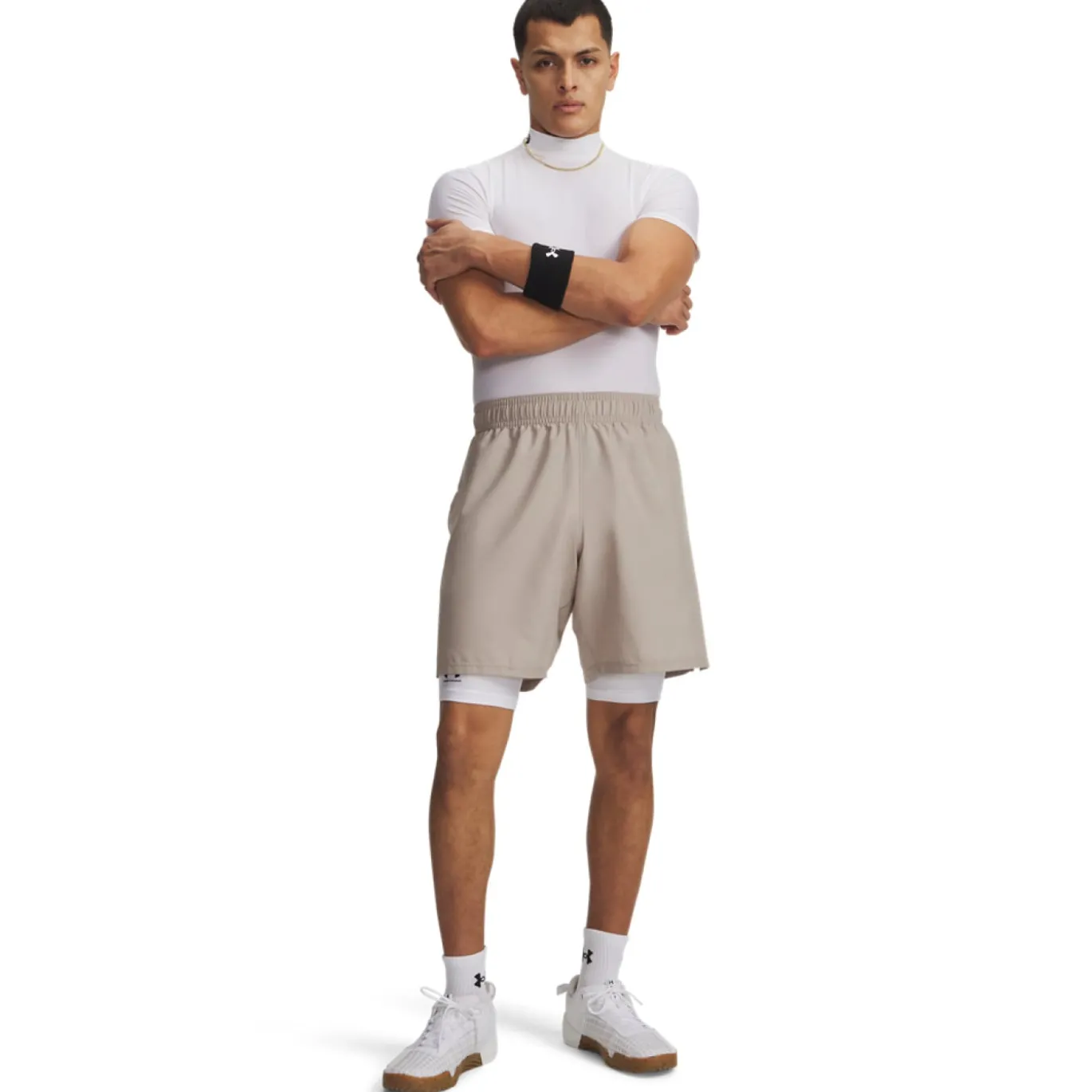 Under Armour Tech Woven Wordmark Trainingsbroekje Beige Zilver