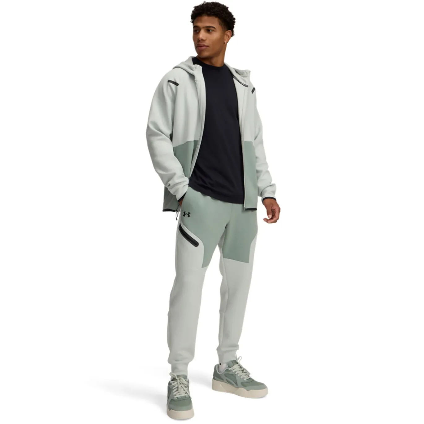 Under Armour Unstoppable Fleece Joggingbroek Grijs Mintgroen Zwart