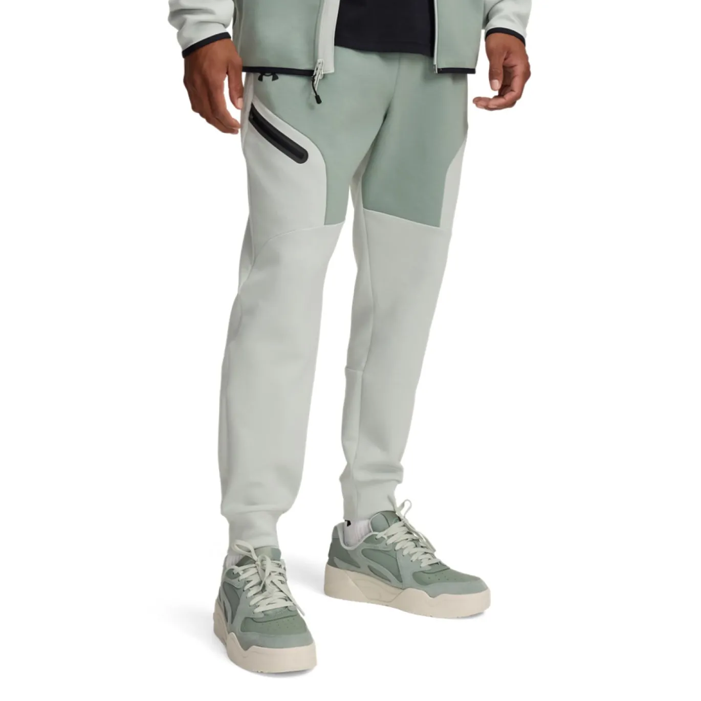 Under Armour Unstoppable Fleece Joggingbroek Grijs Mintgroen Zwart