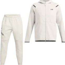Under Armour Unstoppable Fleece Joggingpak Hooded Full-Zip Wit Zwart