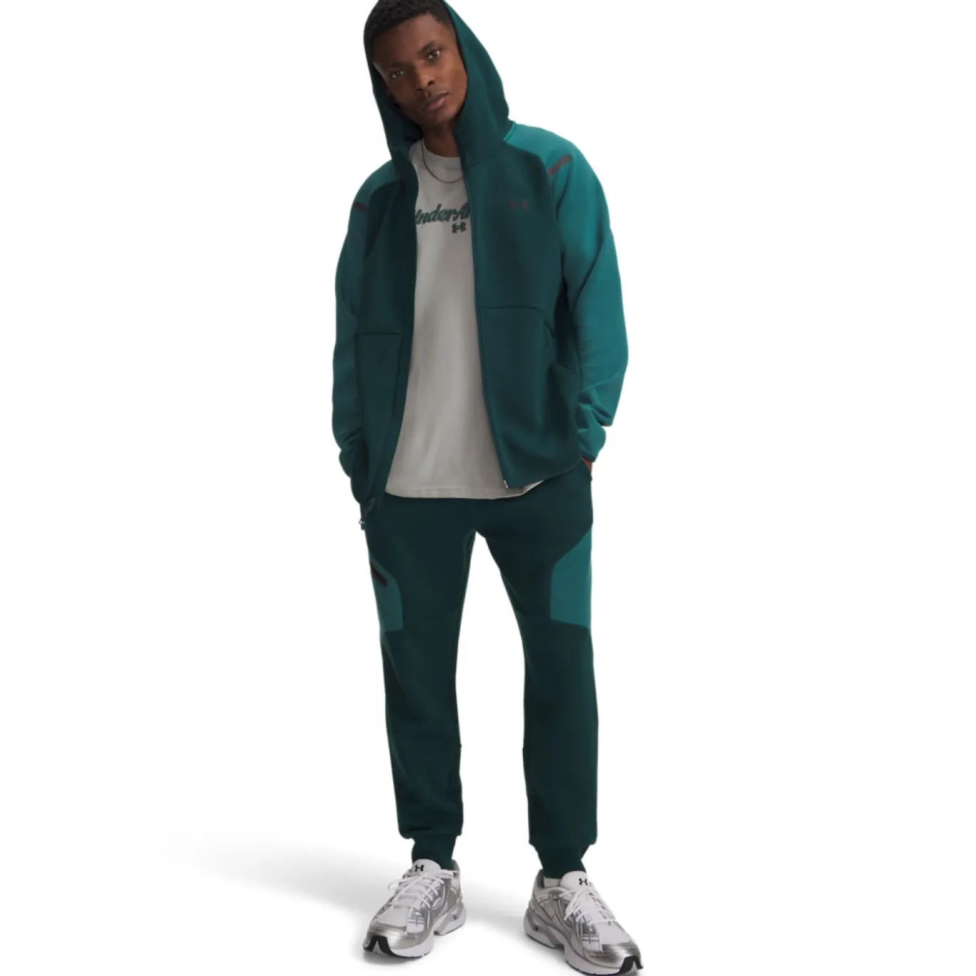 Under Armour Unstoppable Fleece Trainingspak Full-Zip Donkergroen Groen Zwart