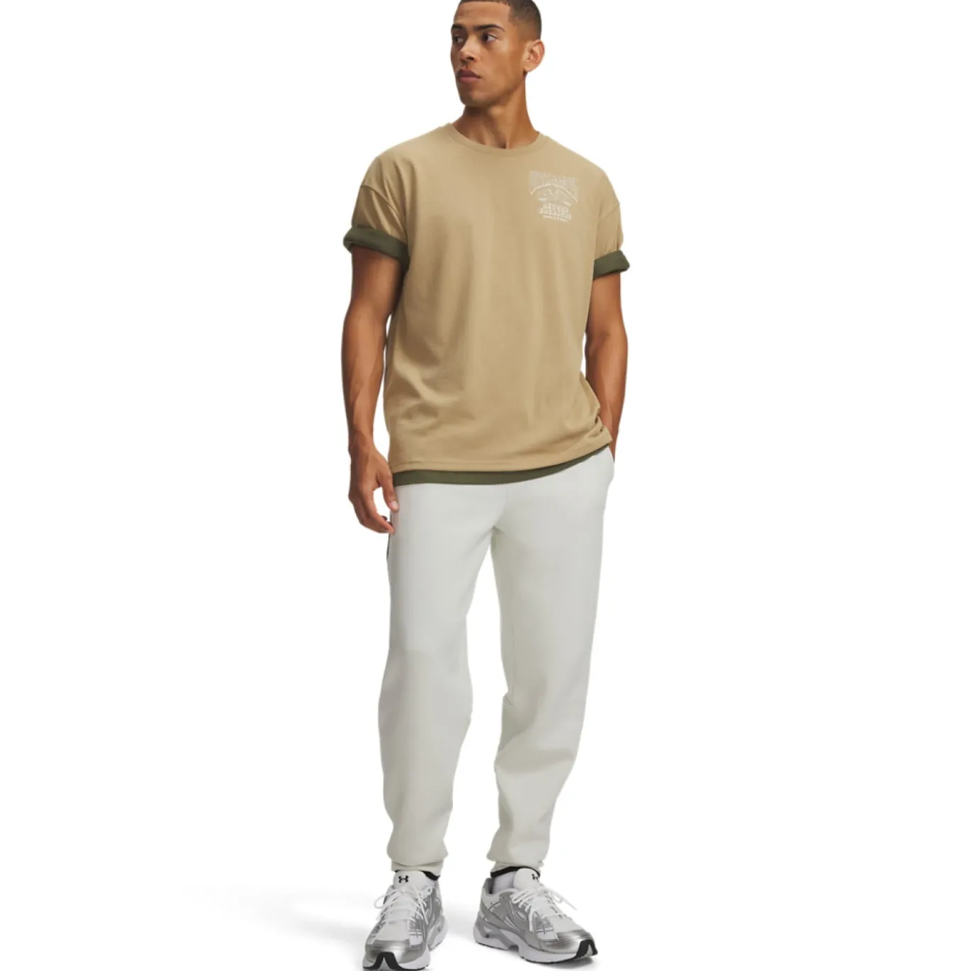 Under Armour Unstoppable Fleece Joggingbroek Gebroken Wit Zwart